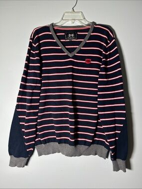 Hummer Men's Navy Striped V-Neck Sweater